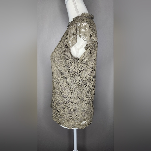 PerSeption Concept Cap Sleeve Lace Green Blouse. Size Small - Picture 4 of 8